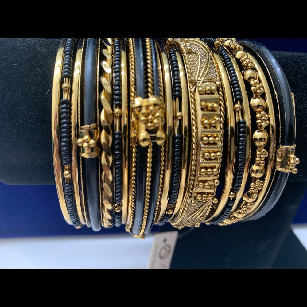 Amrita Singh Monte Carlo bangles in black and gold New with tags